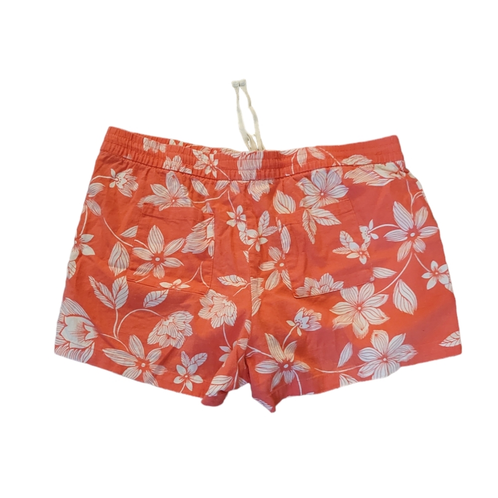 Gap Floral Linen Shorts Womans Size XL Orange White